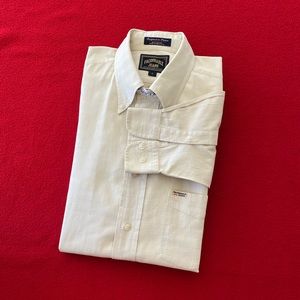 FACONNABLE men shirt cotton buttoned collar relaxed fit size L/XL off-white